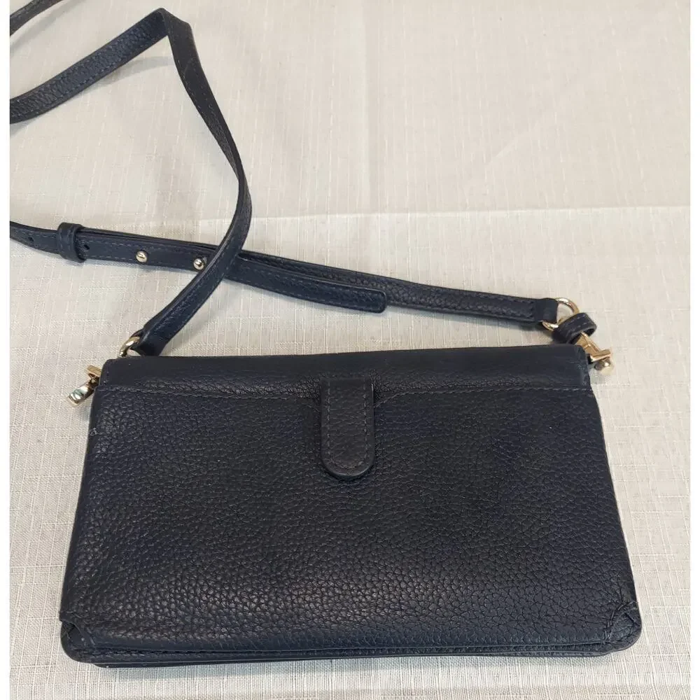 Michael Kors Womens Crossbody Wallet Purse Black Pebbled Leather Bag - Picture 4 of 4